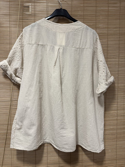 Blouse broderie anglaise sable