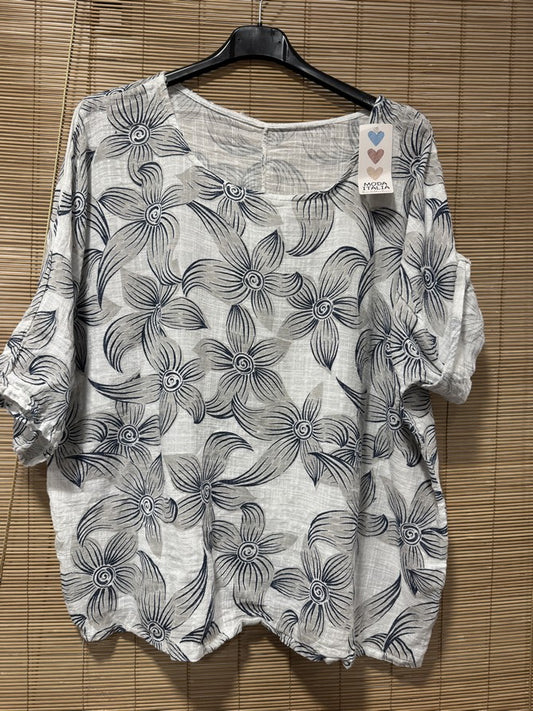 Blouse fleurie blanche