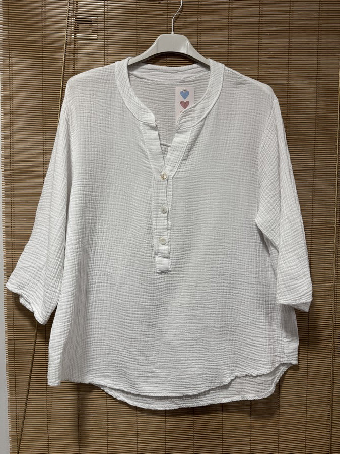 Blouse gaze de coton blanche