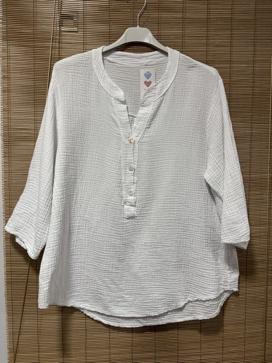Blouse gaze de coton blanche