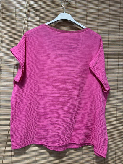 Blouse gaze de coton MON AMOUR fuchsia