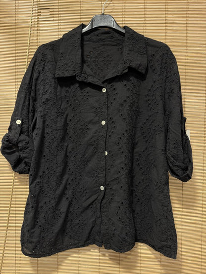 Chemise broderie anglaise noire