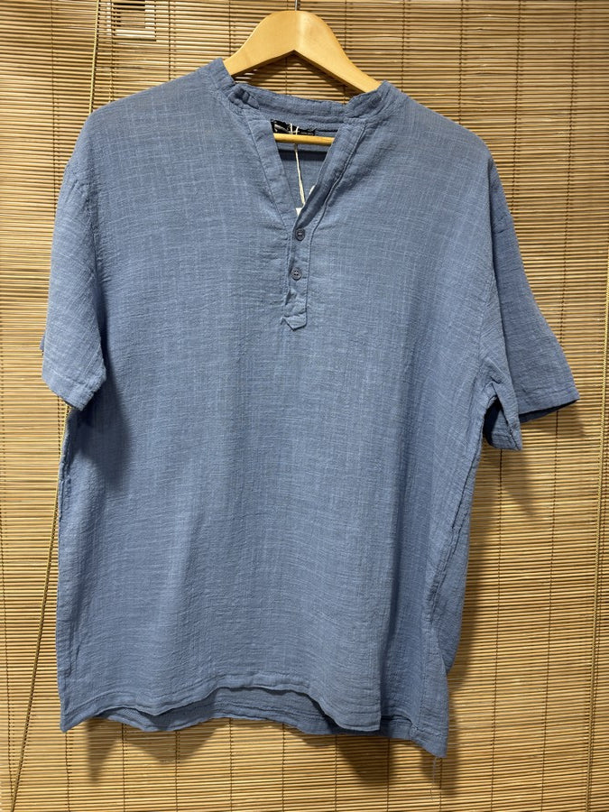 T-shirt CLAUDIO boutons bleu jean