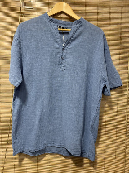 T-shirt CLAUDIO boutons bleu jean