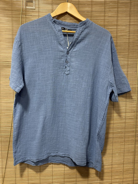 T-shirt CLAUDIO boutons bleu jean