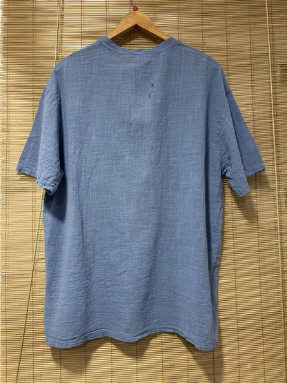 T-shirt col boutons ELIO bleu jean