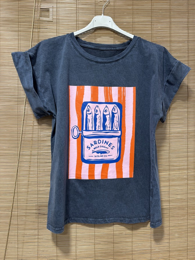 T-shirt anthracite SARDINES orange