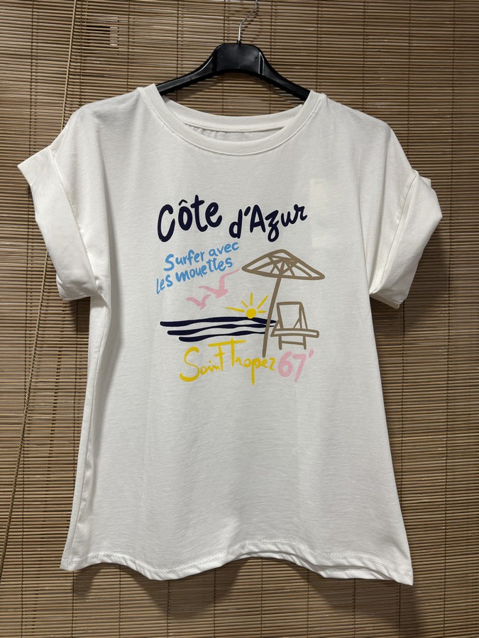 T-shirt blanc COTE D'AZUR