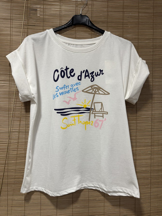 T-shirt blanc COTE D'AZUR