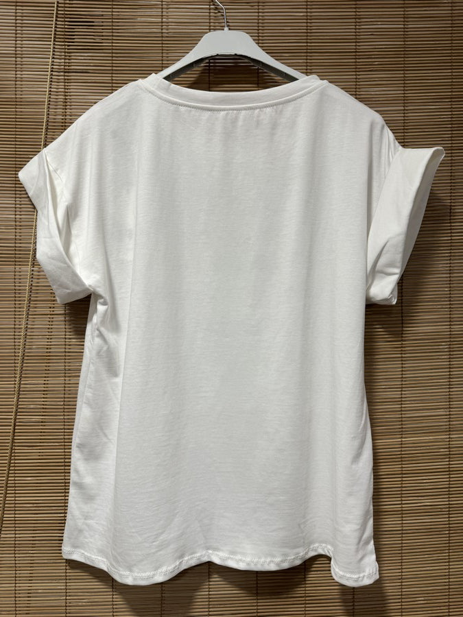 T-shirt blanc SARDINES rose