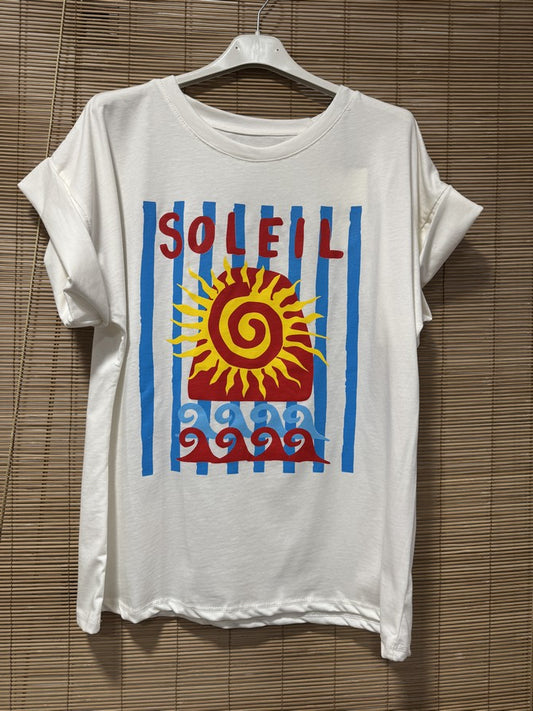 T-shirt blanc LE SOLEIL bleu