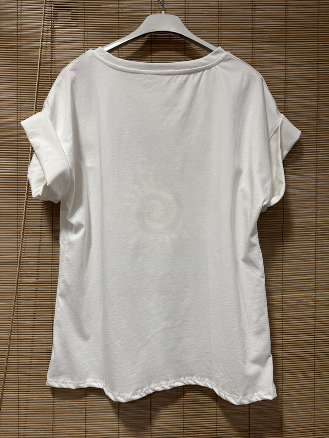 T-shirt blanc LE SOLEIL rose