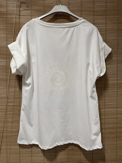 T-shirt blanc LE SOLEIL rose