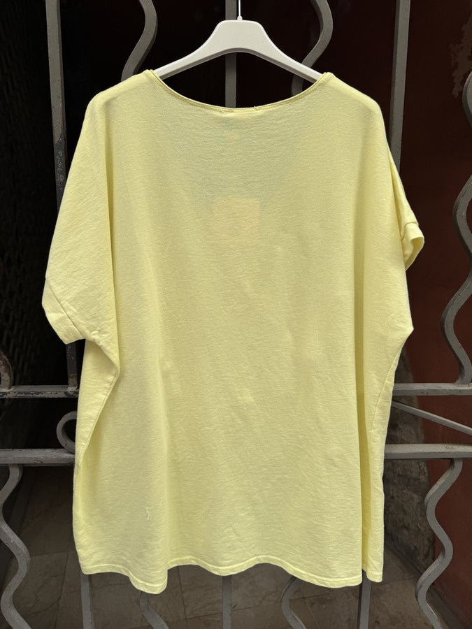 GRANDE TAILLE - T-shirt cœurs brodés jaune