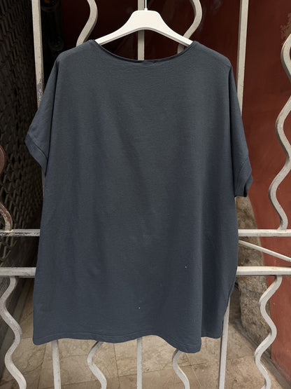 GRANDE TAILLE - T-shirt cœurs brodés noir