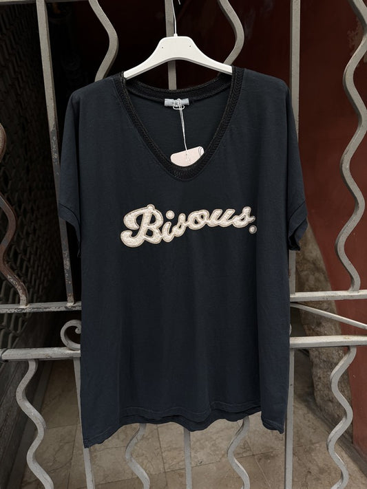 T-shirt BISOUS noir