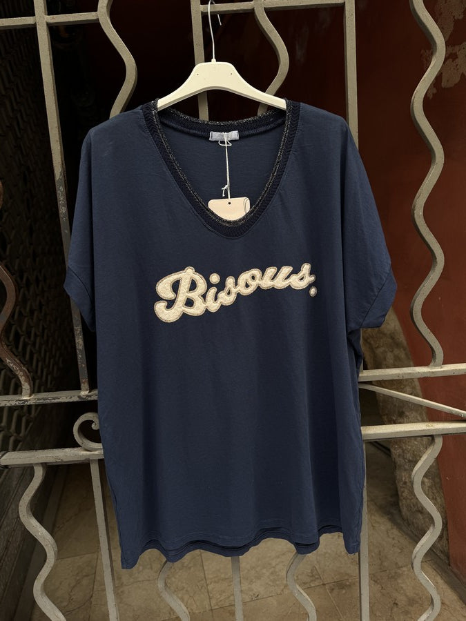 T-shirt BISOUS bleu marine