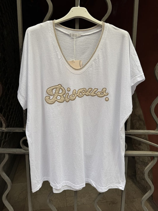 T-shirt BISOUS blanc