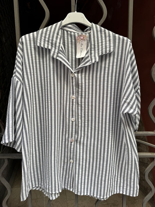 GRANDE TAILLE - Chemise rayée anthracite