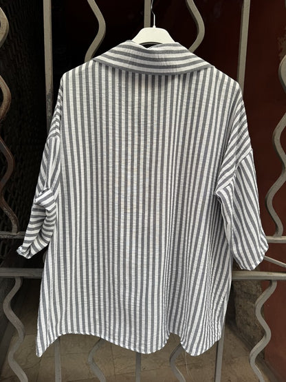GRANDE TAILLE - Chemise rayée anthracite