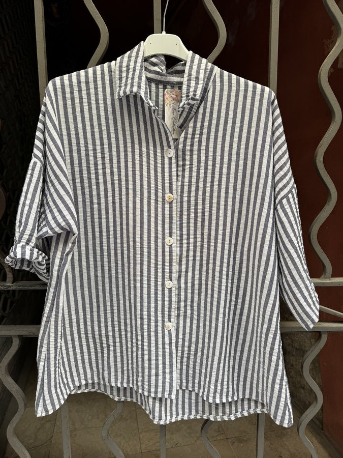 GRANDE TAILLE - Chemise rayée bleu marine