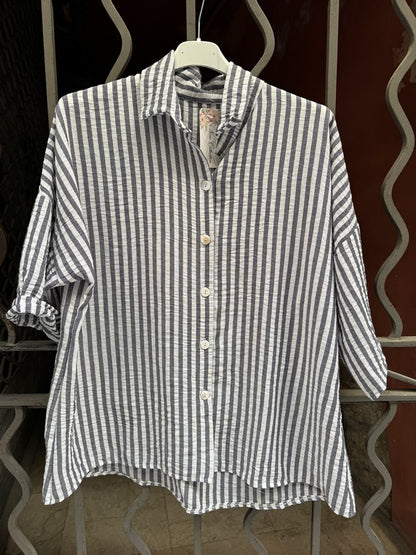 GRANDE TAILLE - Chemise rayée bleu marine
