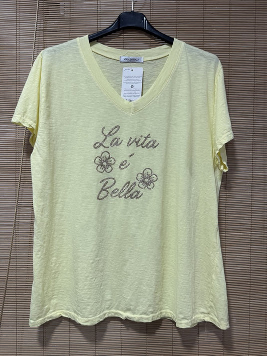 T-shirt La Vita é Bella jaune