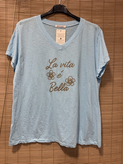 T-shirt La Vita é Bella bleu ciel
