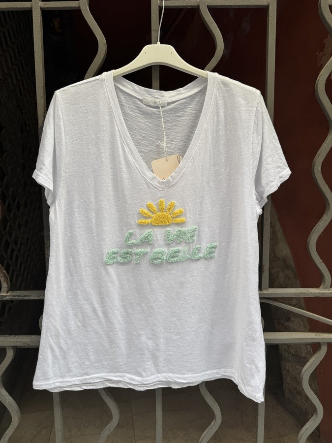 T-shirt Soleil La vie est Belle menthe