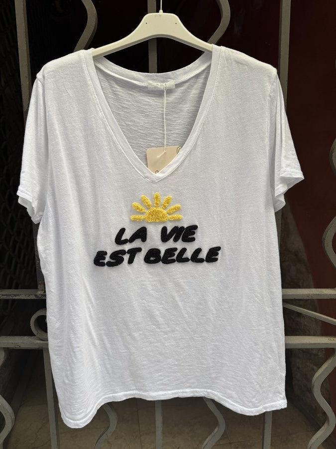 T-shirt Soleil La vie est Belle noir