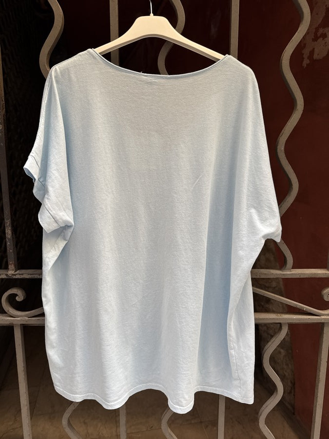 GRANDE TAILLE - T-shirt Le Soleil dans le Cœur bleu ciel