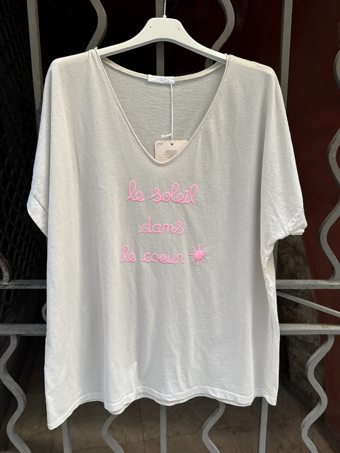 GRANDE TAILLE - T-shirt Le Soleil dans le Cœur sable