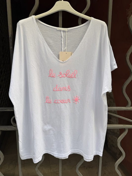 GRANDE TAILLE - T-shirt Le Soleil dans le Cœur blanc