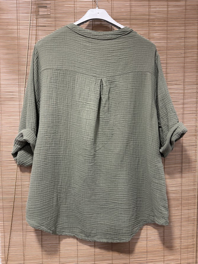 Blouse gaze de coton kaki