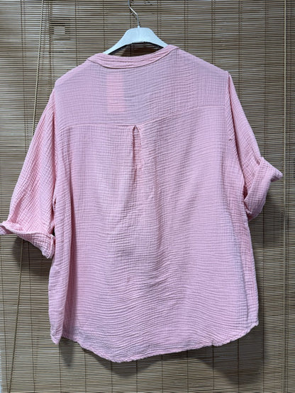 Blouse gaze de coton rose