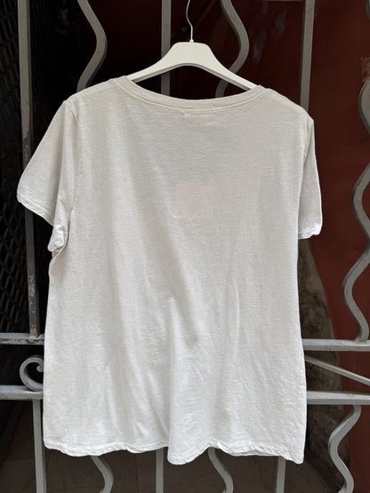 T-shirt col V J'adore sable