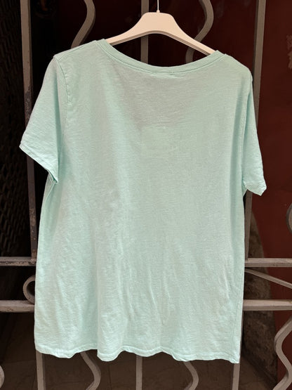 T-shirt col V J'adore menthe