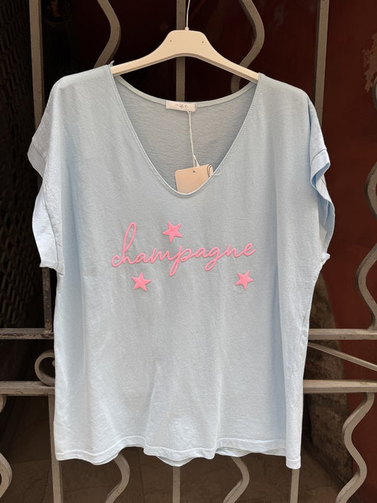 GRANDE TAILLE - T-shirt Champagne bleu ciel