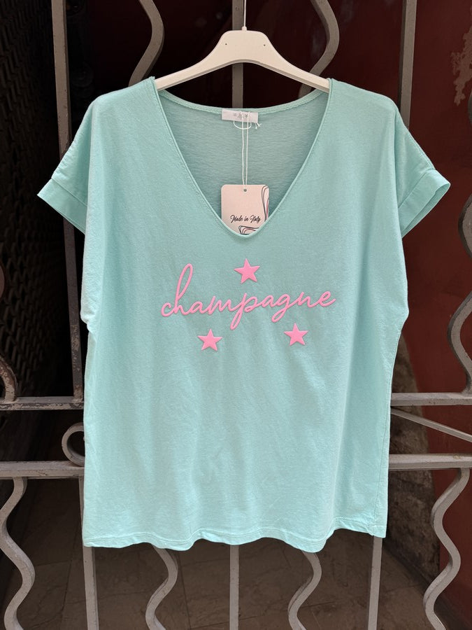 GRANDE TAILLE - T-shirt Champagne turquoise