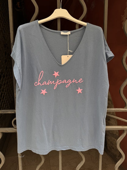 GRANDE TAILLE - T-shirt Champagne bleu jean