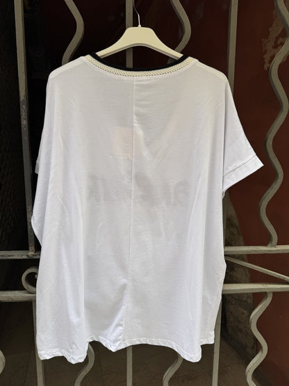 T-shirt AMOUR col V noir