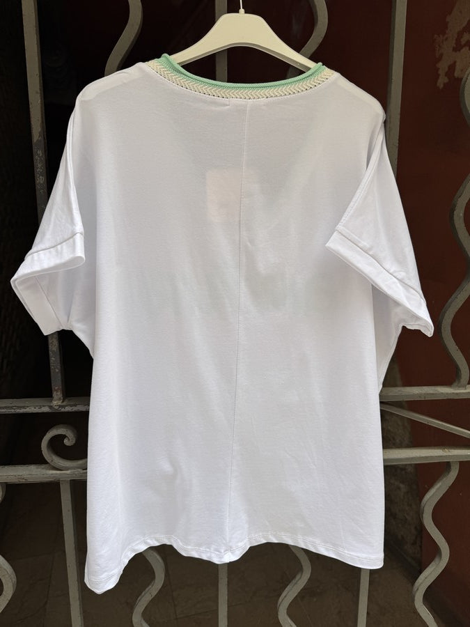 T-shirt AMOUR col V menthe