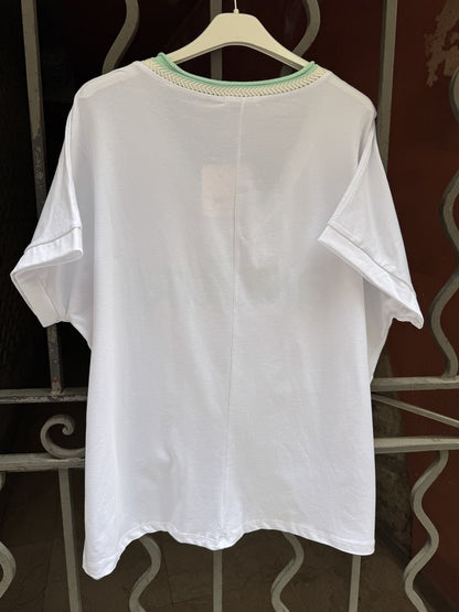 T-shirt AMOUR col V menthe