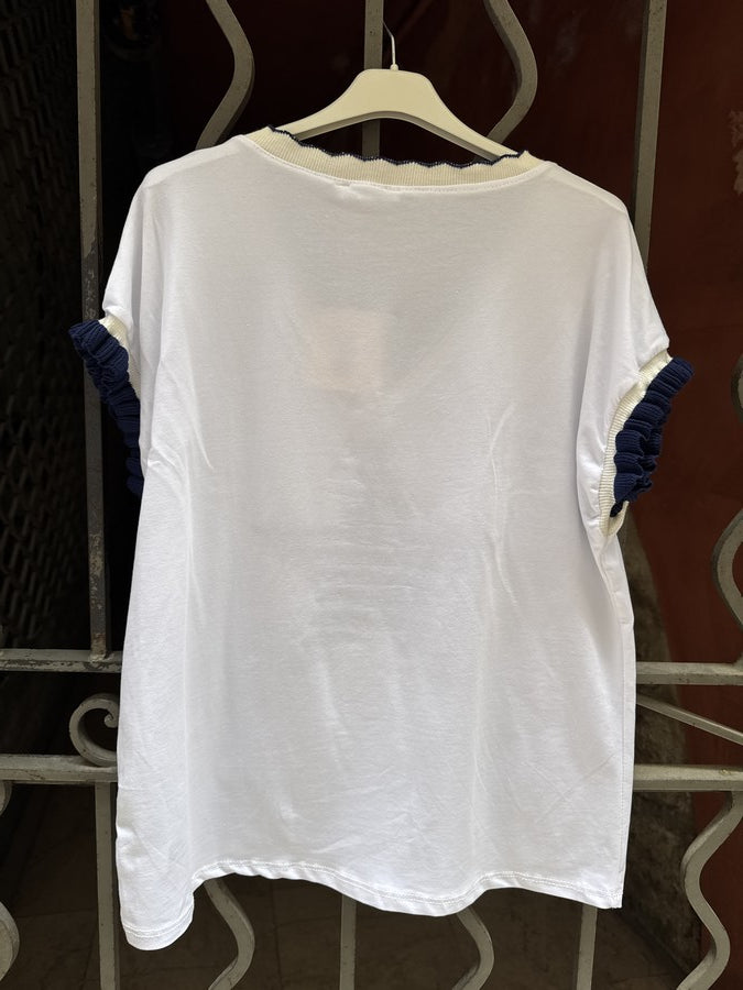 T-shirt étoile manches volants noir
