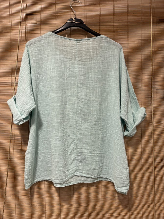 Blouse coton avec sautoir menthe