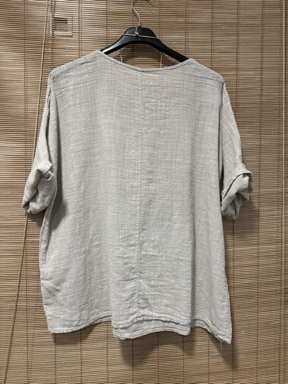 Blouse coton avec sautoir sable