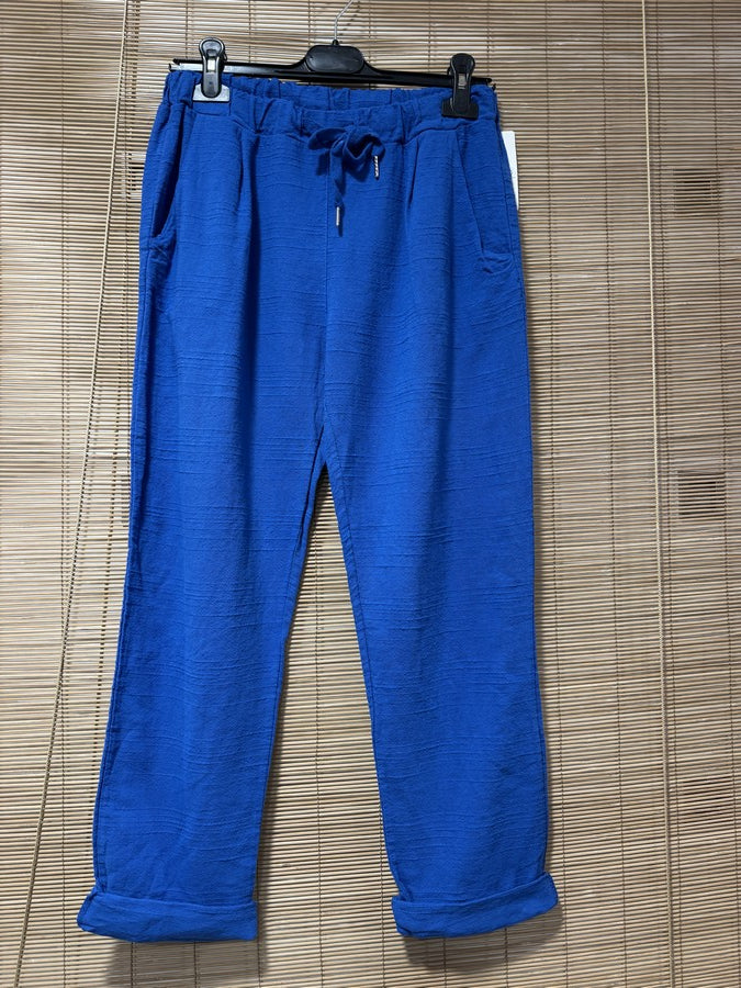 Pantalon en coton bleu roi