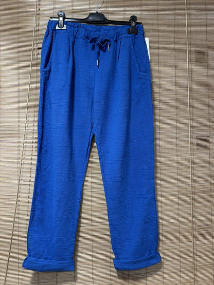 Pantalon en coton bleu roi