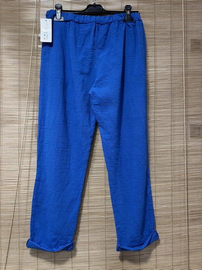 Pantalon en coton bleu roi
