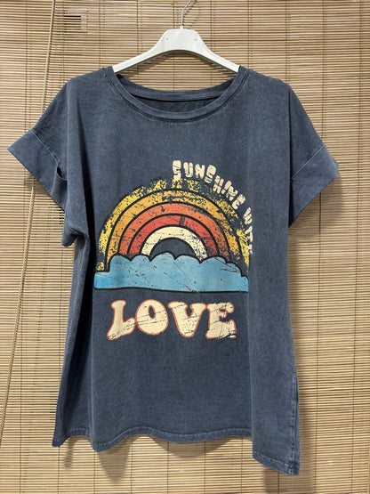 T-shirt anthracite Love arc en ciel